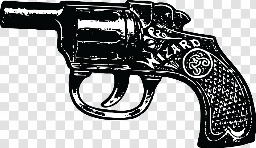 Gun Drawing Firearm Clip Art - Black And White - Weapon Transparent PNG