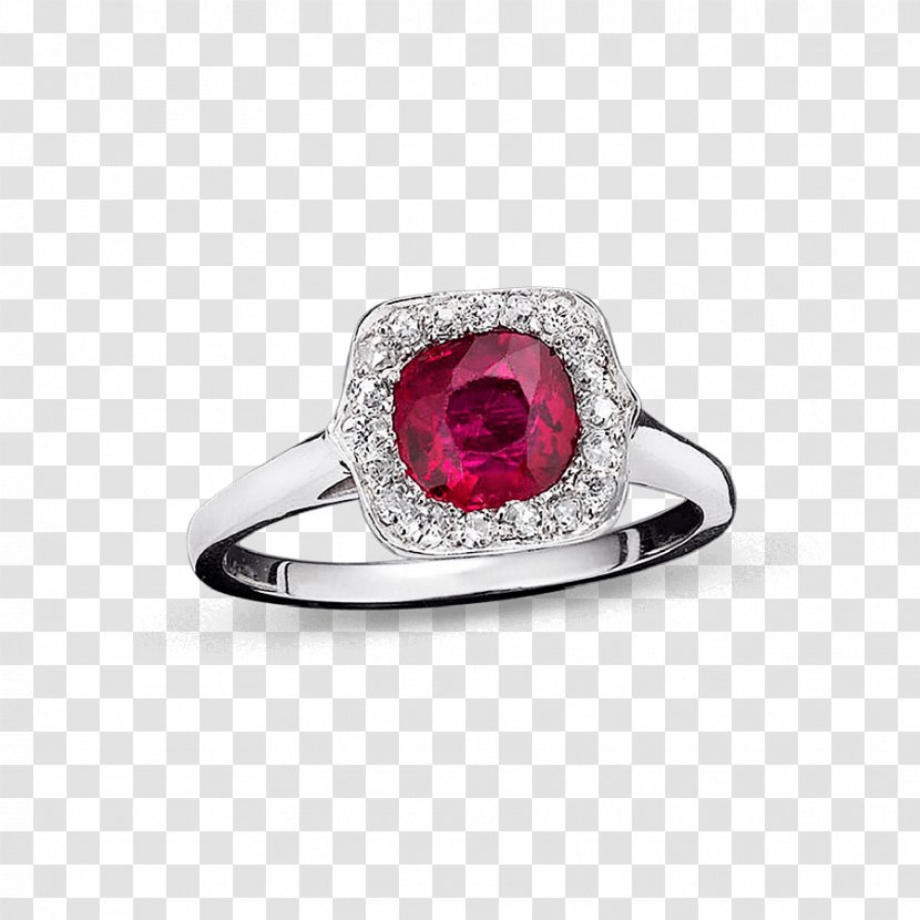 Ruby Earring Diamond Gemstone - Engagement Ring - Tiffany Flower Rings Product Transparent PNG