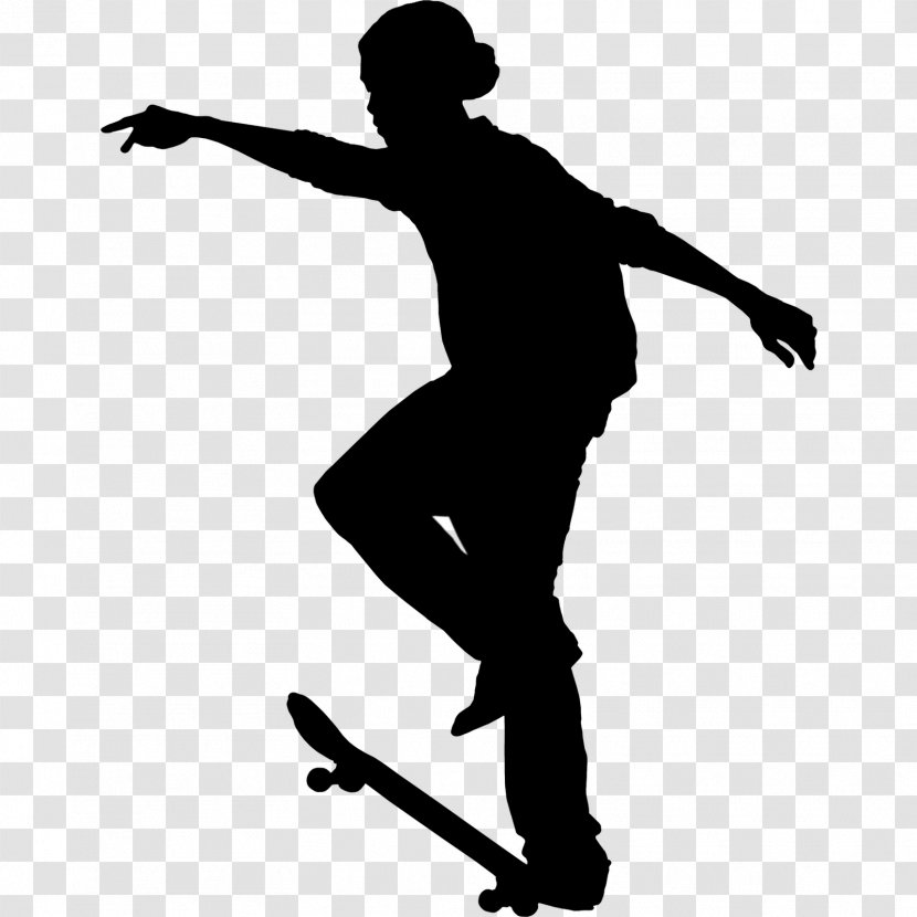 Skateboarding Black & White - Equipment - M Clip Art Silhouette Transparent PNG