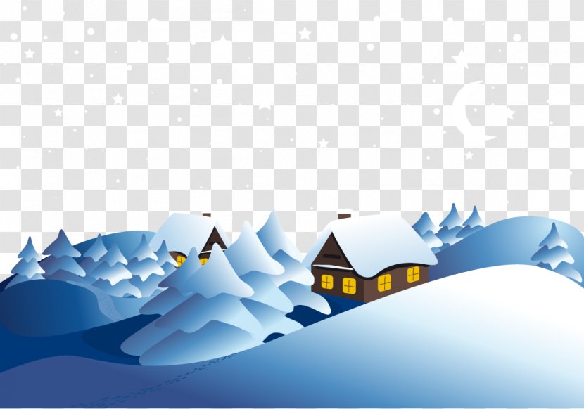 Snowflake Winter Euclidean Vector - Snowy Mountain Village Transparent PNG