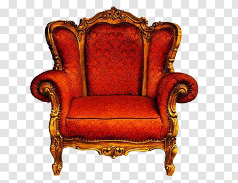 Chair Couch Furniture - Napoleon Iii Style - Big Gold Orange Carved Royal Breath Throne Transparent PNG