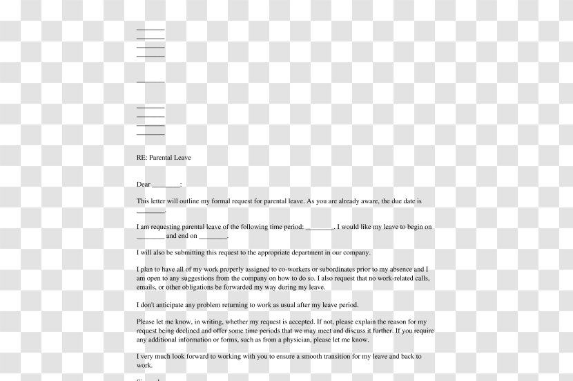 Document Parental Leave Of Absence Letter - Text - Receive Transparent PNG