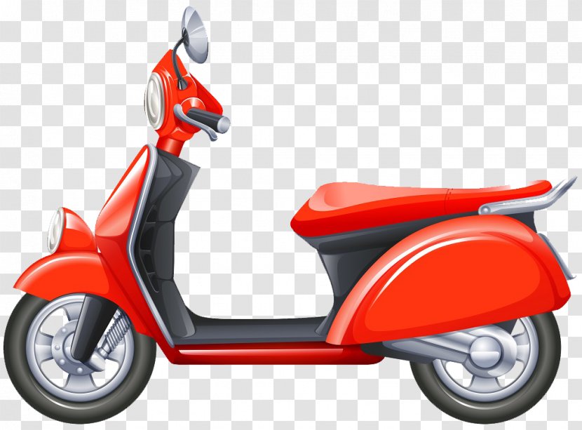 Land Vehicle Scooter Red Riding Toy - Vespa Moped Transparent PNG