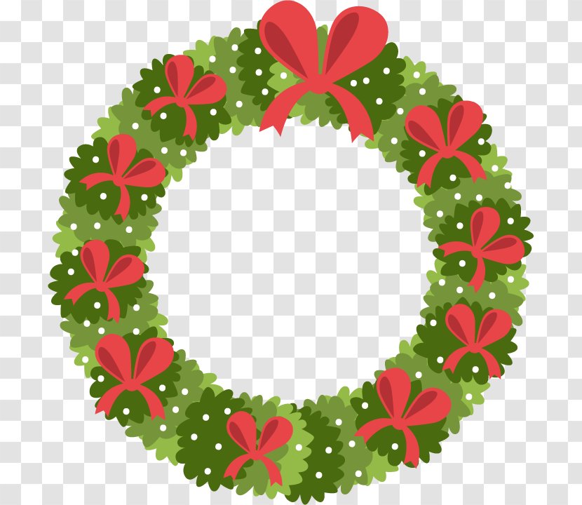 Wreath Christmas Garland Clip Art - Tree - Vector Green Bow Ring Transparent PNG