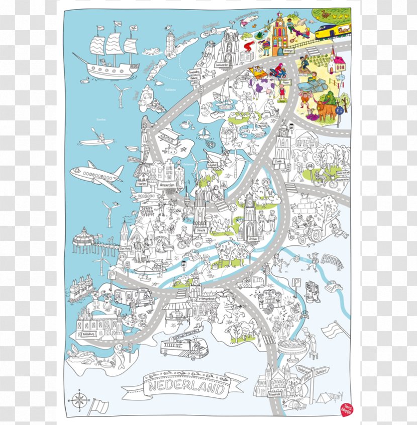 WYLIWYG Very Mappy Haarlem Kleurplaat - Topography - Map Transparent PNG