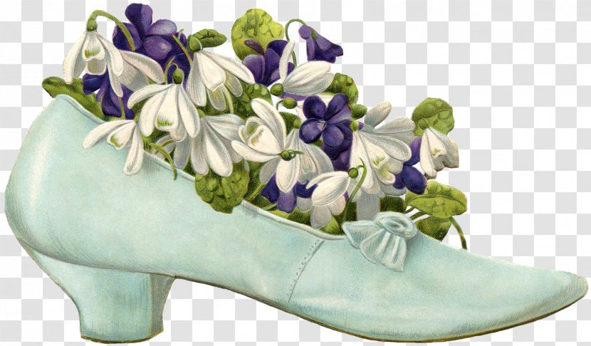 Flower Shoe Greeting & Note Cards Antique Clip Art - England Tidal Shoes Transparent PNG