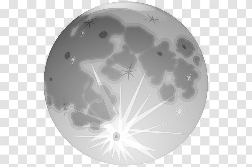 Lunar Phase Full Moon New Clip Art - Black And White Transparent PNG