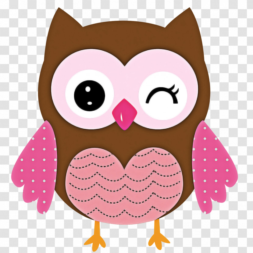 Owl Pink Cartoon Bird Bird Of Prey Transparent PNG