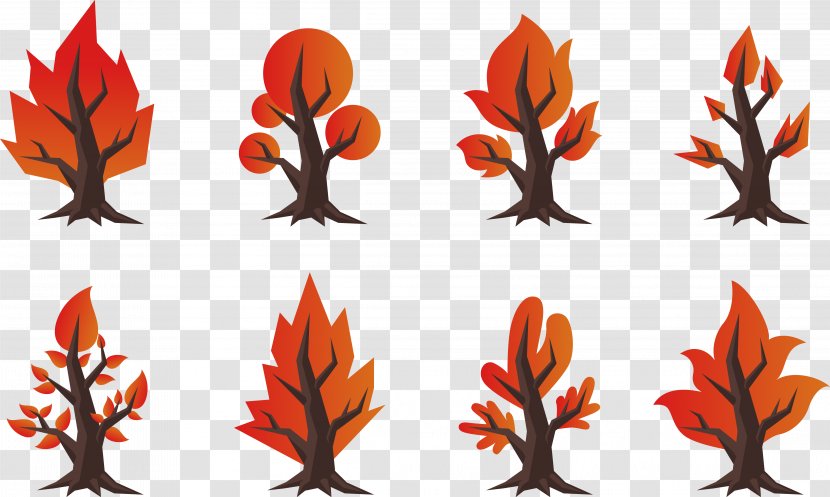 Cartoon Tree Caught Fire - Orange - Trunk Transparent PNG