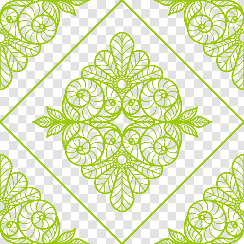 Floral Design Green Arabesque Pattern - Motif - Background Transparent PNG