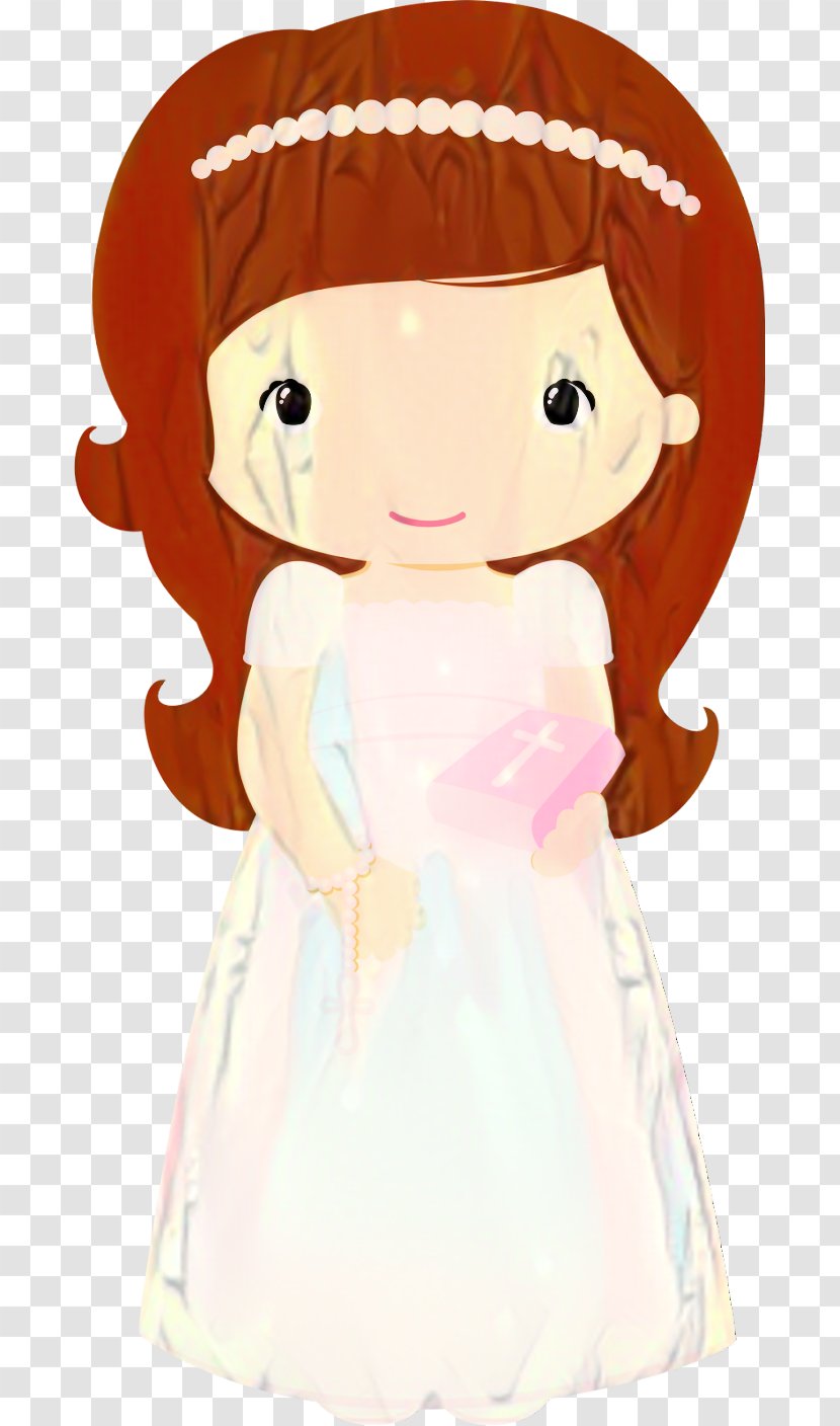 Clip Art First Communion Eucharist Girl - Brown Hair - Child Transparent PNG