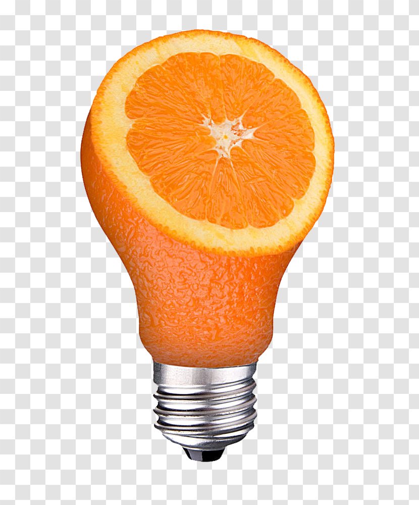 Incandescent Light Bulb Orange Electric - Lighting - Creative Fruit Transparent PNG
