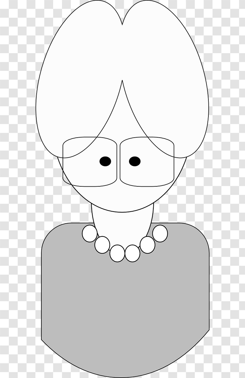 Clip Art Image Drawing Cartoon Black And White - Heart - Grandmother Transparent PNG