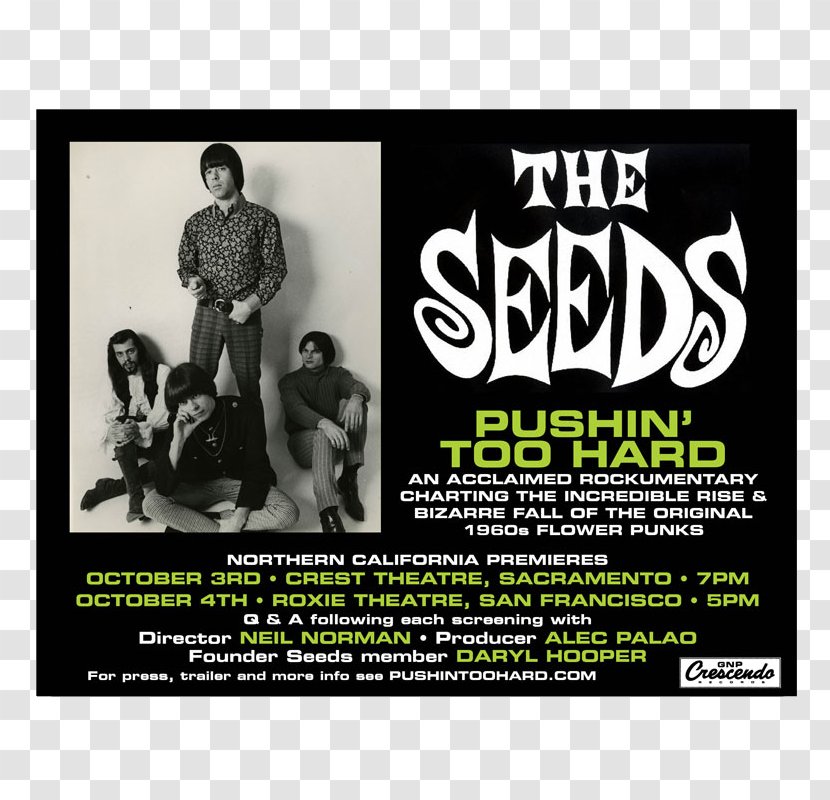 1960s Poster The Seeds Flyer GNP Crescendo Record Co. - Voyage To Bottom Of Sea - Indie Fest Transparent PNG