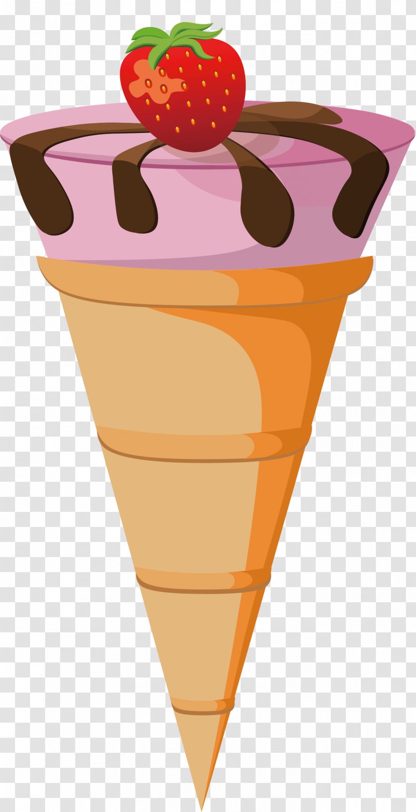 Chocolate Ice Cream Cone Waffle - Strawberry Tastes Delicious Transparent PNG