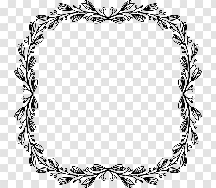 Bay Laurel Wreath Picture Frames Clip Art - Monochrome - Frame Transparent PNG