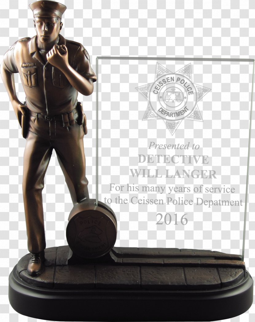 Police Law Enforcement Award Bronze Figurine - Glass Trophy Transparent PNG