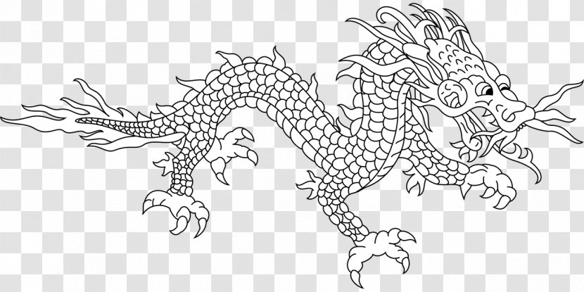 China Chinese Dragon Coloring Book Mythology - Line Art Transparent PNG