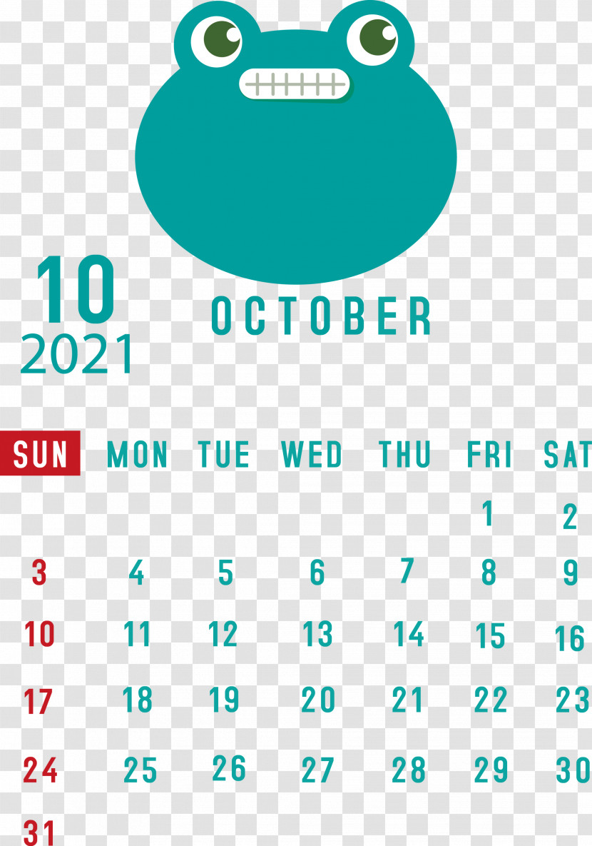 October 2021 Printable Calendar October 2021 Calendar Transparent PNG
