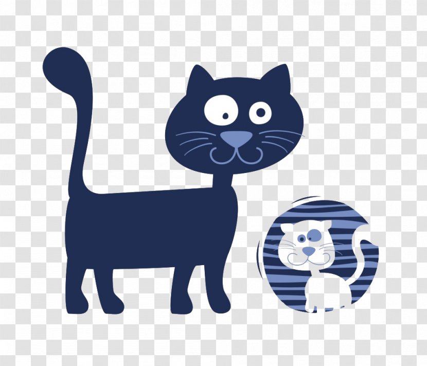 Kitten Black Cat Cartoon Illustration - Vertebrate Transparent PNG