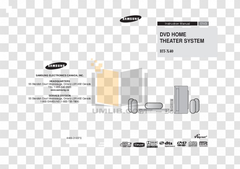Samsung HT-TX35 Document Home Theater Systems Product Manuals - Material Transparent PNG
