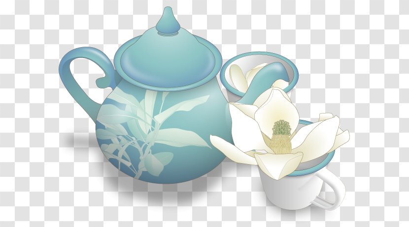 Coffee Cup Kettle Saucer Ceramic Mug - Magnolia Picture Material Transparent PNG