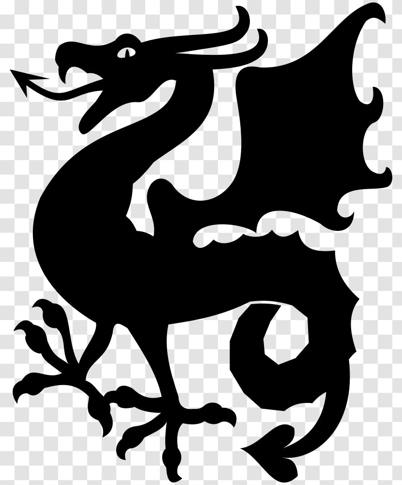 Dragon Silhouette Clip Art - Mythical Creature - Fly Transparent PNG