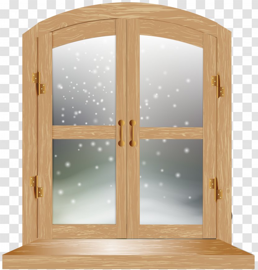 Christmas Window Winter - Wood Stain - Clip Art Image Transparent PNG