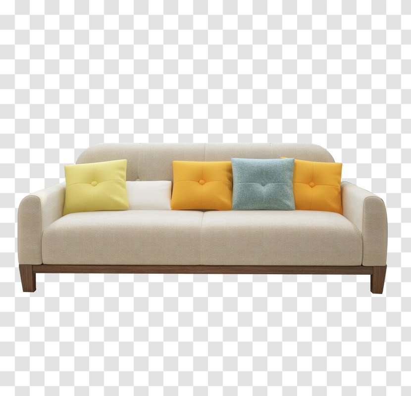 Couch Living Room Sofa Bed Furniture Pillow - Yellow - White Material Transparent PNG