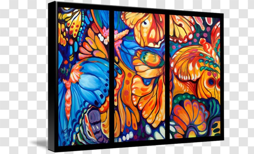 Triptych Modern Art Painting Abstract - Canvas - Butterfly Transparent PNG