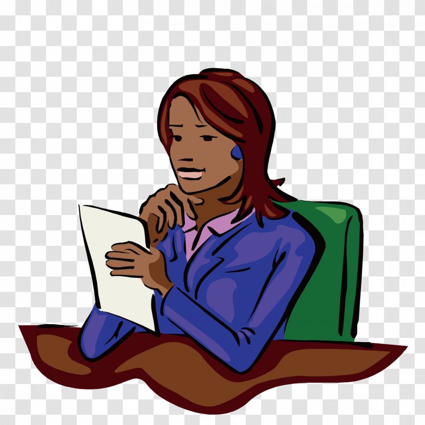 Table Illustration - Cartoon - Read Documents Lying On The Woman Transparent PNG