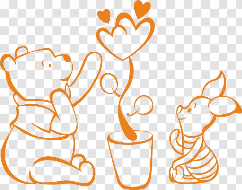 Winnie-the-Pooh Piglet Drawing Cartoon - Heart - Winnie The Pooh Transparent PNG