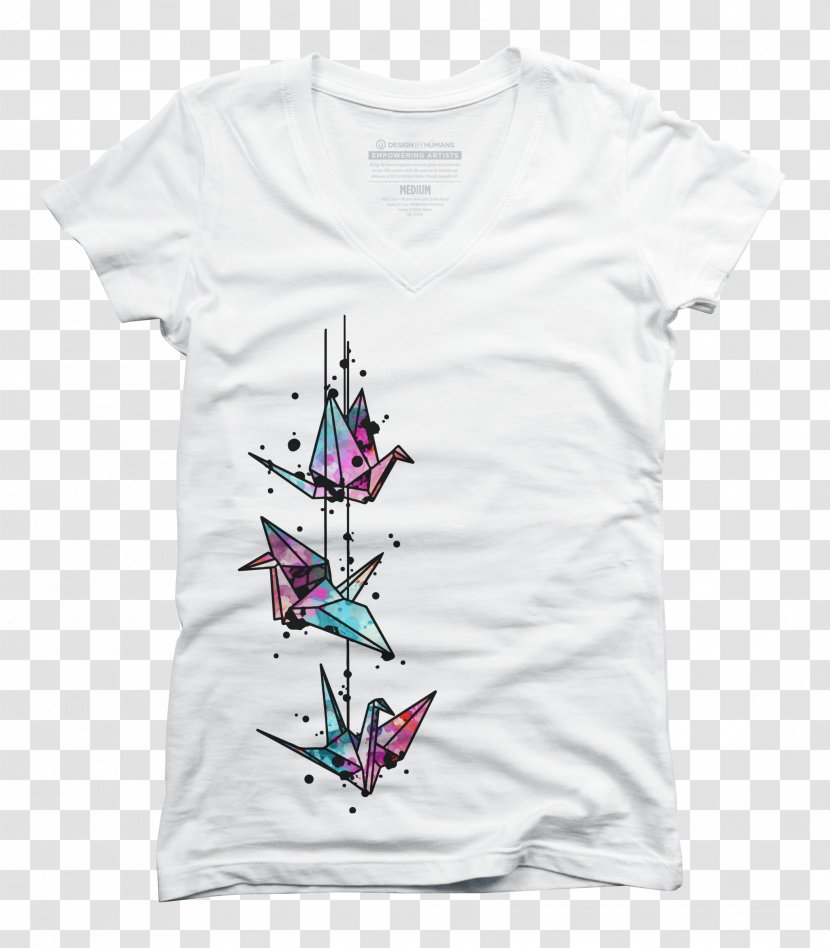 Printed T-shirt Spreadshirt Sleeve Top - Crane Songzi Transparent PNG