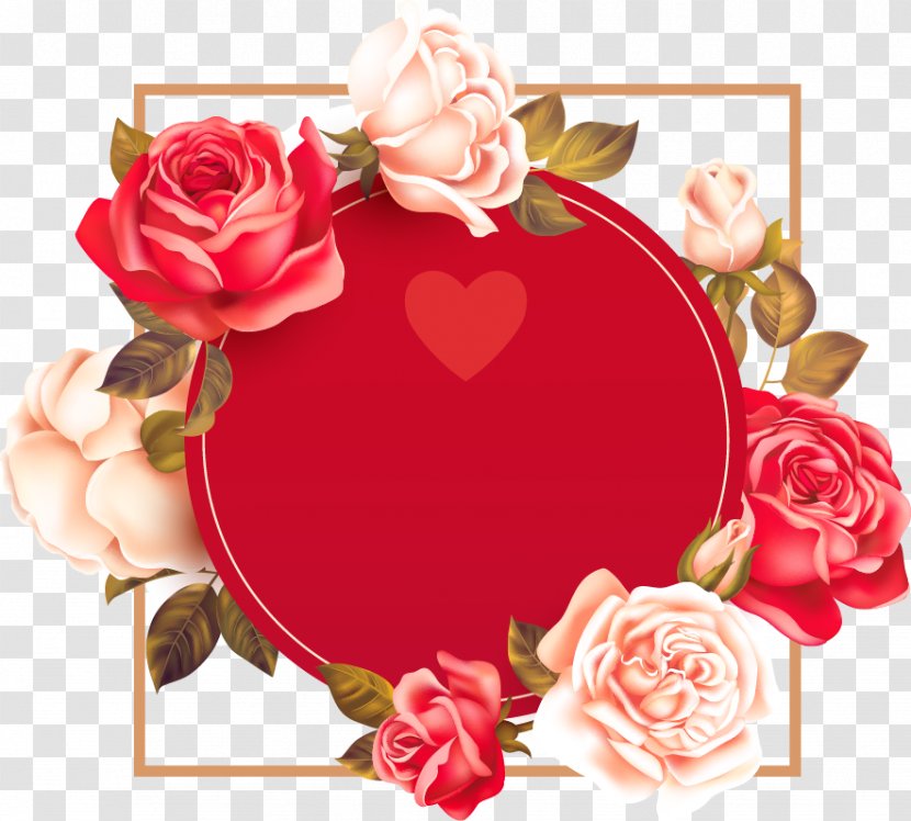 Valentines Day Romance Poster Heart - Floral Design - Red Rose Box Transparent PNG