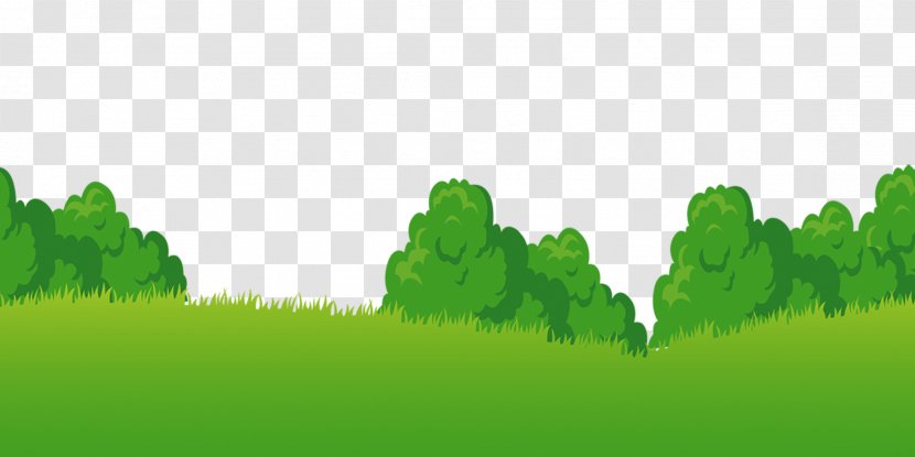 Cartoon Meadow - Picnic - Green Plants Transparent PNG