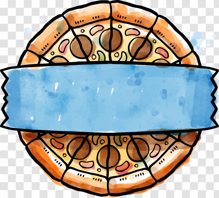 Pizza Sfiha Italian Cuisine Mediterranean Delivery - Gorgonzola - Exquisite Watercolor Streamer Tag Transparent PNG