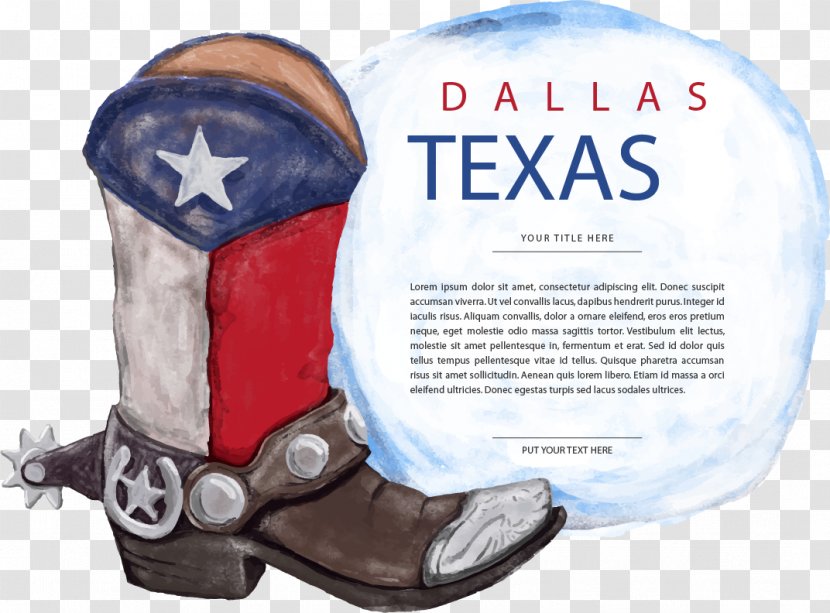 Texas Cowboy Boot - Leather - Vector Boots Transparent PNG