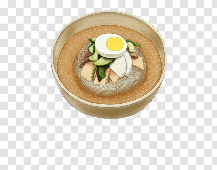 Korean Cuisine Kal-guksu Ramen Bibimbap Japanese - Kalguksu - Noodle Ham Omelette Transparent PNG