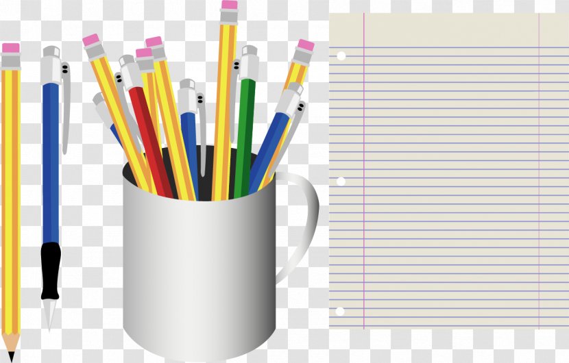 Office Supplies Desk Clip Art - Pen Notebook Poster Vector Elements Transparent PNG