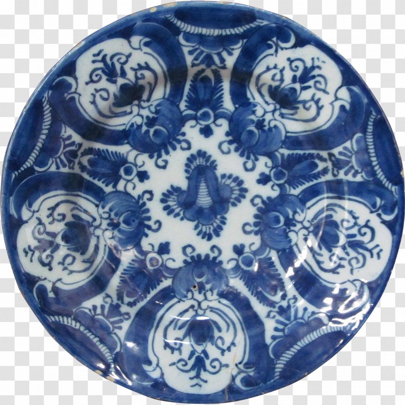 Delftware Plate Blue And White Pottery Cobalt - Porcelain Bowl Transparent PNG