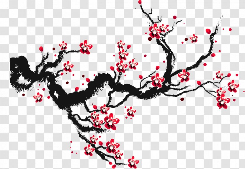 Paper Cherry Blossom Ink - Wall Decal - Plum Flower Transparent PNG