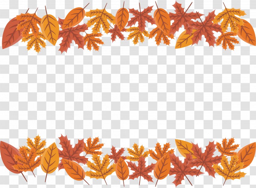 Flaming Maple Leaf Border - Orange Transparent PNG