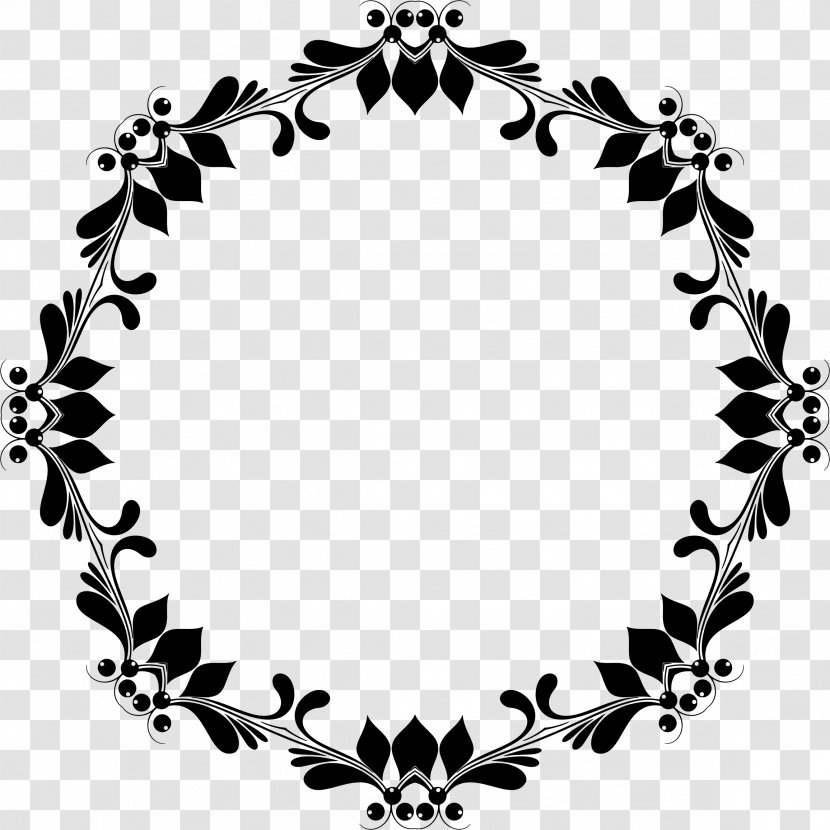 Picture Frames Floral Design Clip Art - Monochrome Transparent PNG