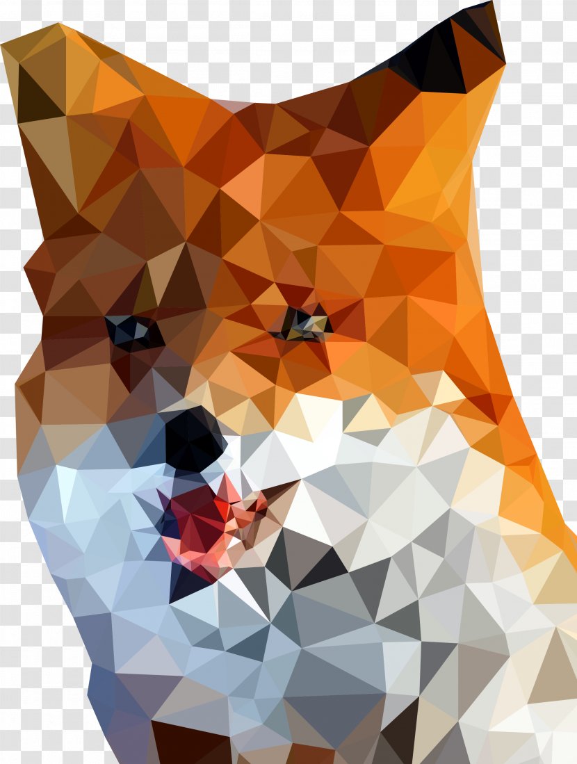 Polygon Geometry Triangle Wallpaper - Vector Geometric Patchwork Fox Transparent PNG