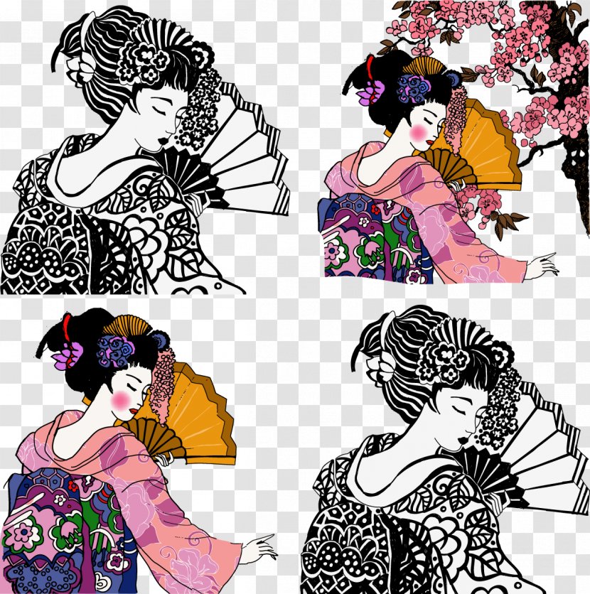 Japan Geisha Graphic Design Illustration - Woman - Japanese Transparent PNG
