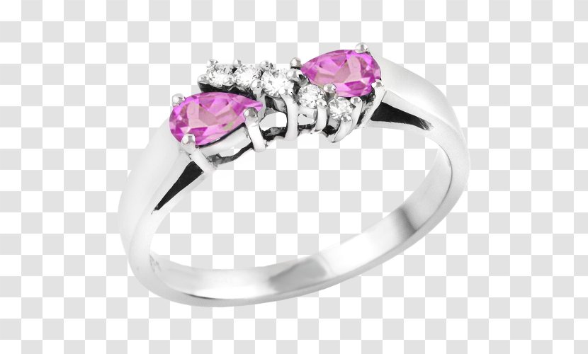 Diamond Wedding Ring Earring Gemstone - Eternity - Pink Heart Pendant Baguette Transparent PNG