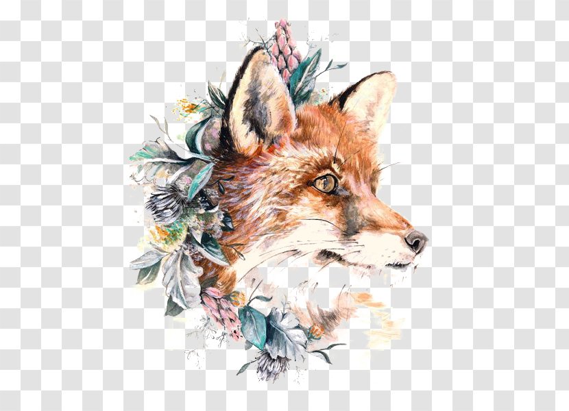 Red Fox Paper Tattoo Gray Wolf - Art Transparent PNG