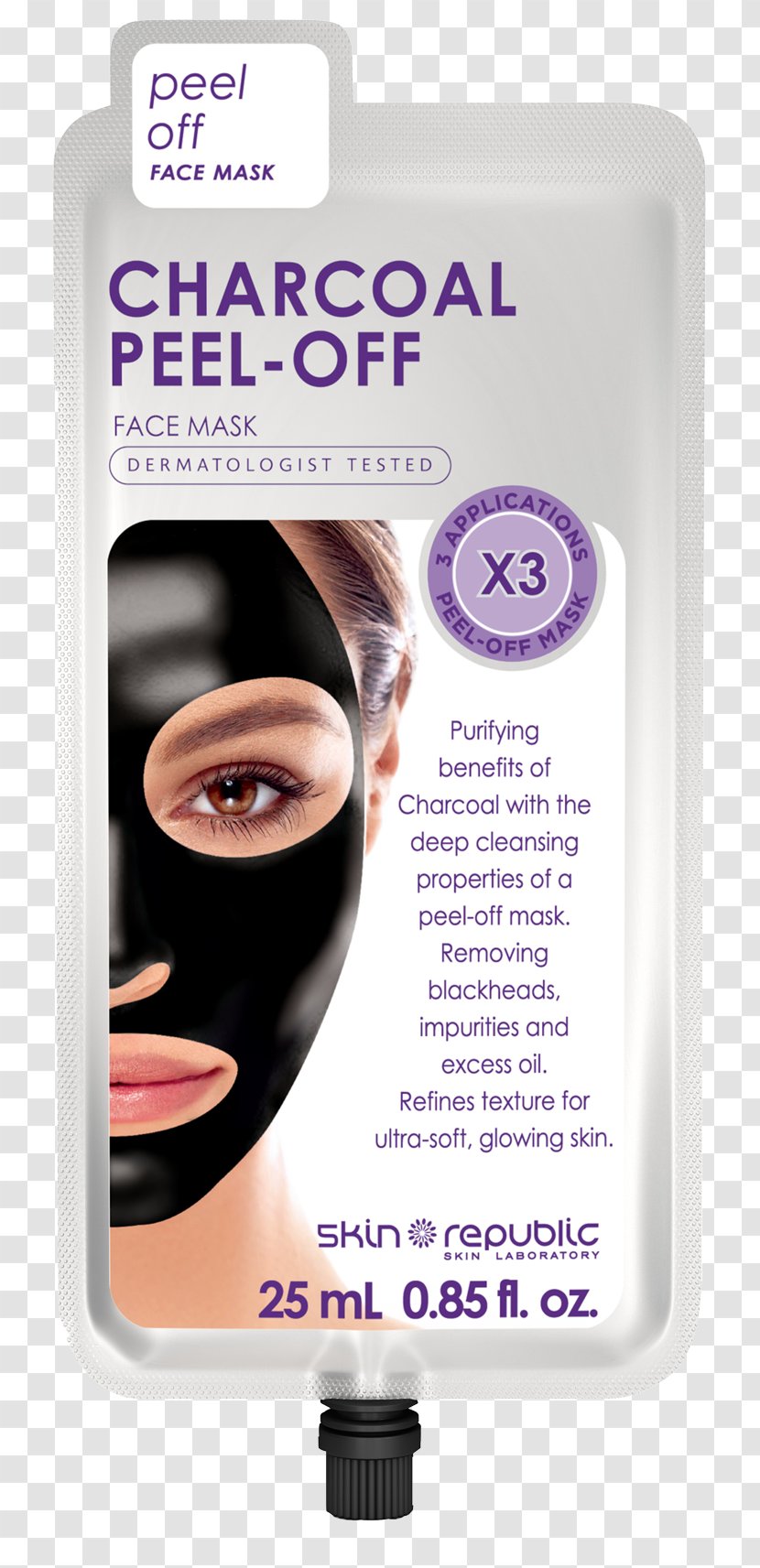 Facial Mask Skin Republic Charcoal Peel-Off Face - Human Transparent PNG