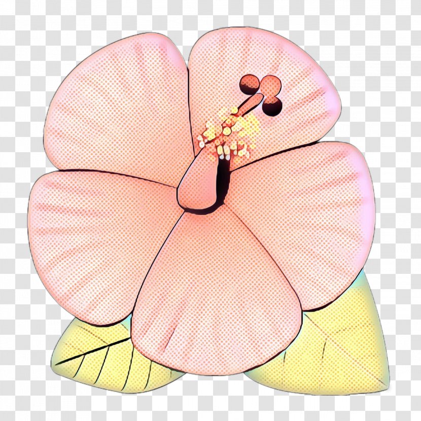 Pink Flower Cartoon - Hibiscus - Peach Butterfly Transparent PNG