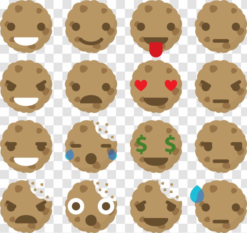 Cookie Euclidean Vector Facial Expression Icon - Pattern - Biscuit Transparent PNG